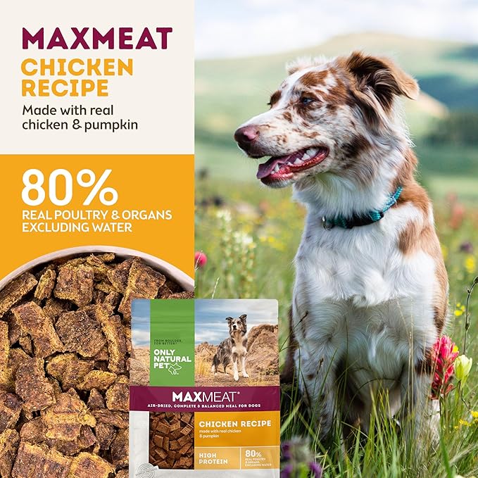 Only Natural Pet MaxMeat Holistic Air Dried Dry Dog Food - All Natural, High Protein, Grain Free and Limited Ingredient - Made with Real Meat - Chicken with Pumpkin & Parsley 2 lb