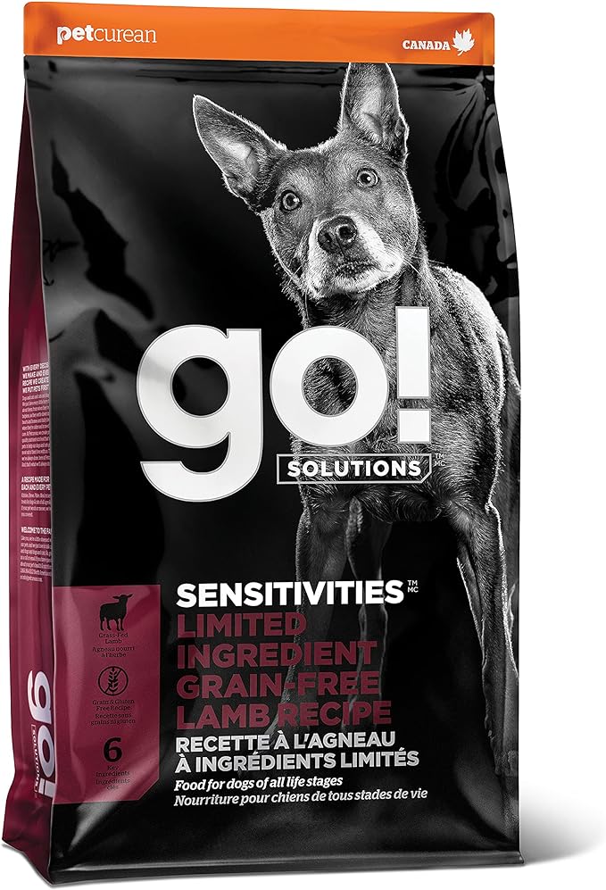 GO! SOLUTIONS Sensitivities – Lamb Recipe – Limited Ingredient Dog Food, 12 lb – Grain Free Dog Food for All Life Stages – Dog Food to Support Sensitive Stomachs