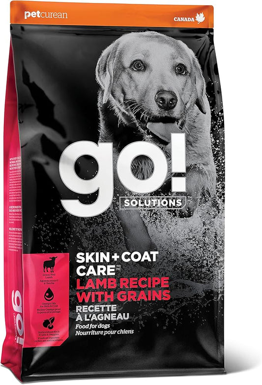 GO! SOLUTIONS Skin + Coat Care - Dry Dog Food, 12 lb - Lamb Recipe with Grains for All Life Stages - Complete + Balanced Nutrition for Dogs
