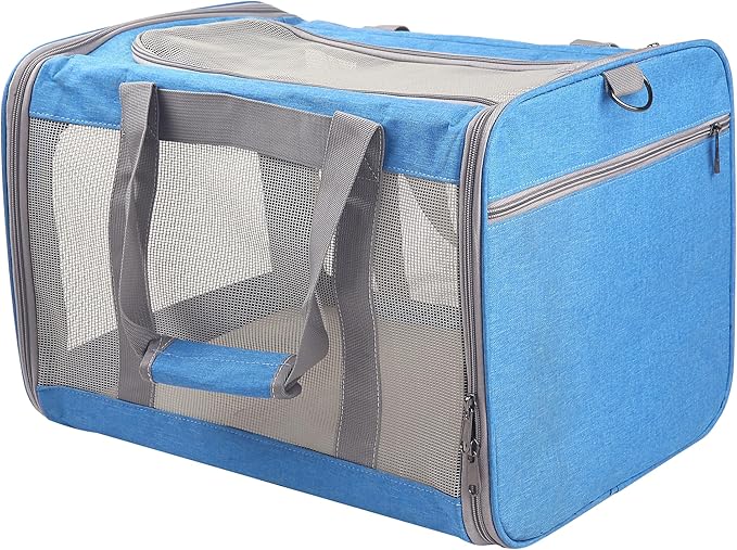 Cat Carrier for Small Cat Pet Carrier for Large and Medium Cat Puppies Portable Cat Carrier Soft Pet Travel Carrier for Cats Cat Bag Carrier Airline Approved Cat Carrier(Large Blue)