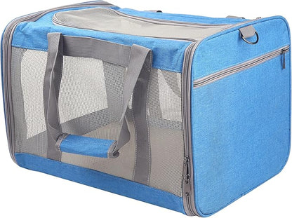 Cat Carrier for Small Cat Pet Carrier for Large and Medium Cat Puppies Portable Cat Carrier Soft Pet Travel Carrier for Cats Cat Bag Carrier Airline Approved Cat Carrier(Large Blue)