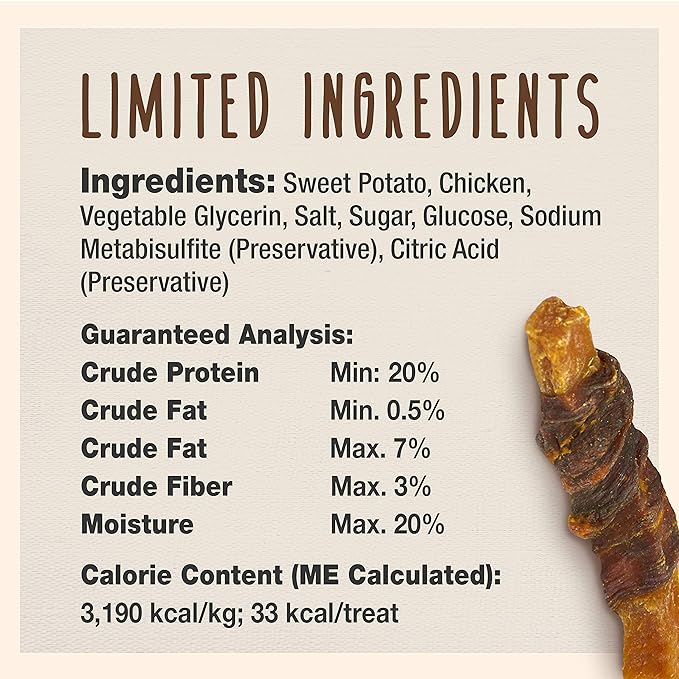 Cadet Gourmet Sweet Potato & Chicken Wraps Dog Treats - Healthy and Natural Chicken and Sweet Potato Dog Training Treats for Small & Large Dogs - Inspected & Tested in USA (28 oz.)