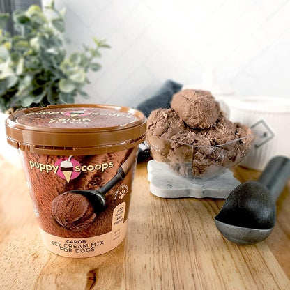 Dog Ice Cream Mix - Just Add Water and Freeze at Home, Powder Mix with Ice Cream Cup and Reusable Lid, Variety Pack of 4 Pints of Ice Cream Mix for Dogs by Puppy Scoops, 4 count 4.65 oz Made in USA