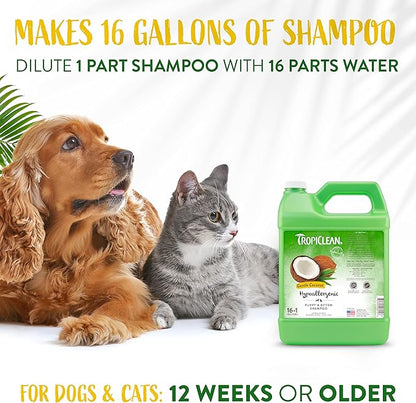 TropiClean Coconut Hypoallergenic Dog Shampoo | Gentle Puppy Shampoo for Sensitive Skin | Natural Pet Shampoo Derived from Natural Ingredients | Kitten Friendly | Made in the USA | 1 gal.