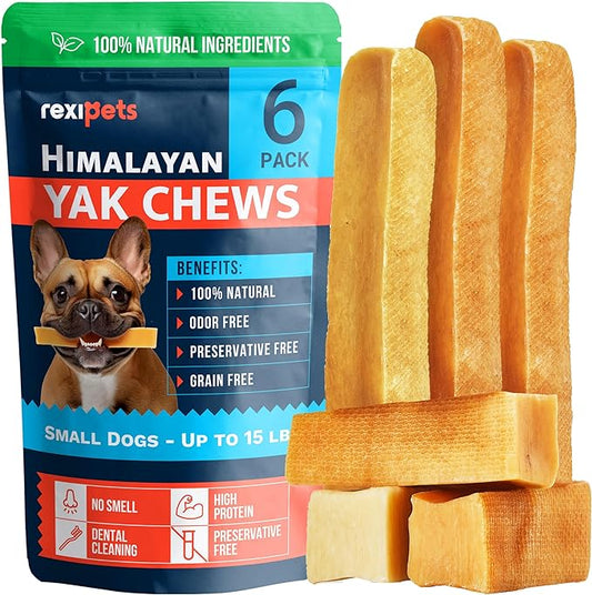 100% Natural Yak Cheese Himalayan Dog Chews for All Breeds - Lactose Free Yak Chews for Small, Medium & Large Dogs - Dental Cleaning Dog Chews for Aggressive Chewers - Long Lasting Odor & Gluten Free