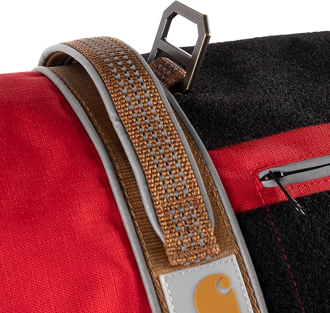 Carhartt Nylon Ripstop Service Dog Harness, High Risk Red/Carhartt Brown, Medium