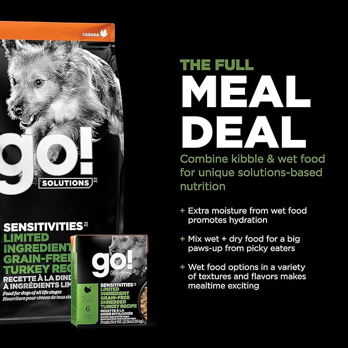 GO! SOLUTIONS Sensitivities Limited Ingredients Dry Dog Food - Grain Free Turkey recipe - Complete & Balanced Nutrition for All Life Stages, 12 lbs