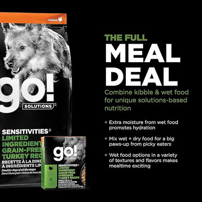 GO! SOLUTIONS Sensitivities Limited Ingredients Dry Dog Food - Grain Free Turkey recipe - Complete & Balanced Nutrition for All Life Stages, 12 lbs