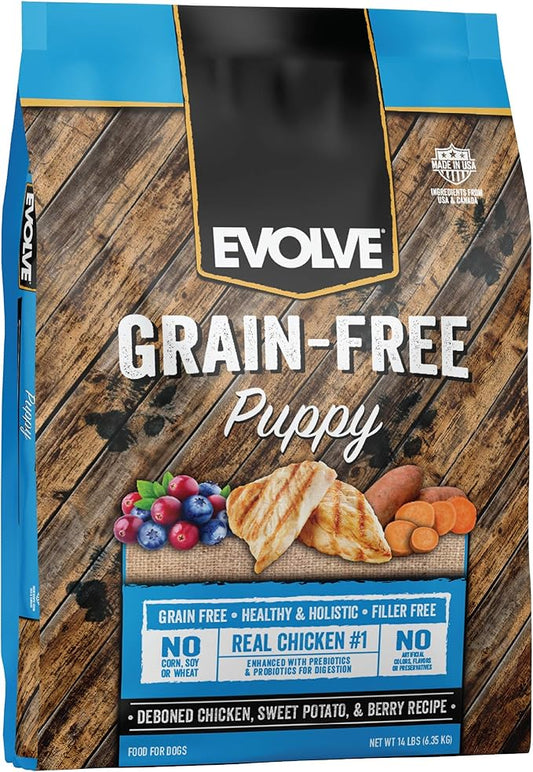 Evolve Grain Free Puppy Dog Food with Deboned Chicken, Sweet Potato & Berry, 14lb