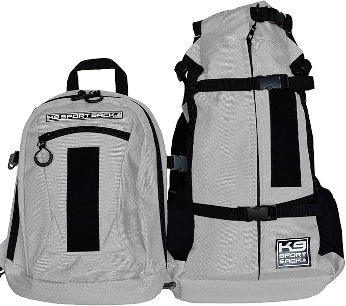 K9 Sport Sack | Dog Carrier Adjustable Backpack (Small, Plus 2 - Light Grey)