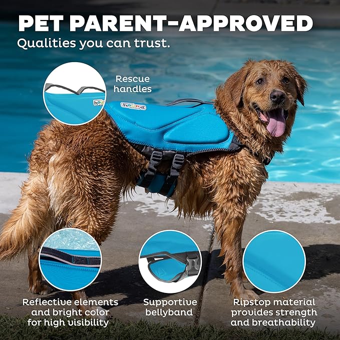 Outward Hound Dawson Swim Blue Dog Life Jacket, XL