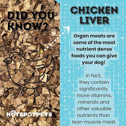 hotspot pets Freeze Dried Chicken Liver Treats for Cats & Dogs -1LB BIG BAG- Single Ingredient All Natural Grain-Free - Perfect for Training, Topper or Snack -Made in USA - (Chicken Liver)