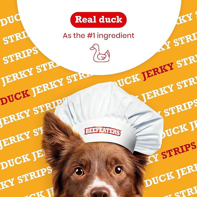 Beefeaters Dog Treats - Duck Jerky Strips 3oz, Case of 6 | Dog Food Real Duck #1 Ingredient | No Corn/Wheat/Soy/Gluten | High Protein & Low Fat | Dog Training Treats for All Dog Sizes