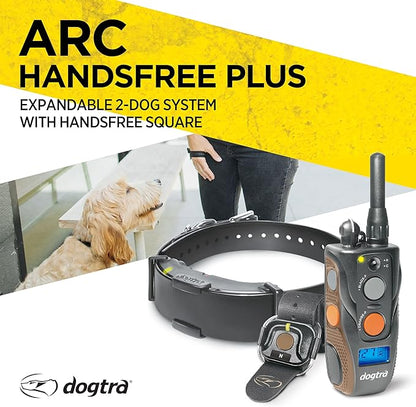 Dogtra ARC HANDSFREE Plus Expandable to 2-Dog Remote Dog Training E-Collar with HANDSFREE Square for Discreet and Precise Control Slim Ergonomic Rechargeable Waterproof 3/4-Mile Range