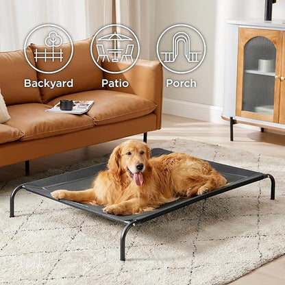 Bedsure XL Elevated Outdoor Dog Bed - Raised Dog Cots Beds for Extra Large Dogs, Portable Indoor & Outdoor Pet Hammock Bed with Skid-Resistant Feet, Frame with Breathable Mesh