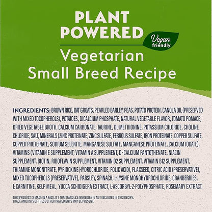 Natural Balance Limited Ingredient Small Breed Adult Dry Dog Food with Vegan Plant Based Protein and Healthy Grains, Vegetarian Recipe, 12 Pound (Pack of 1)