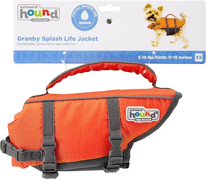 Outward Hound Granby Splash Orange Dog Life Jacket, XS