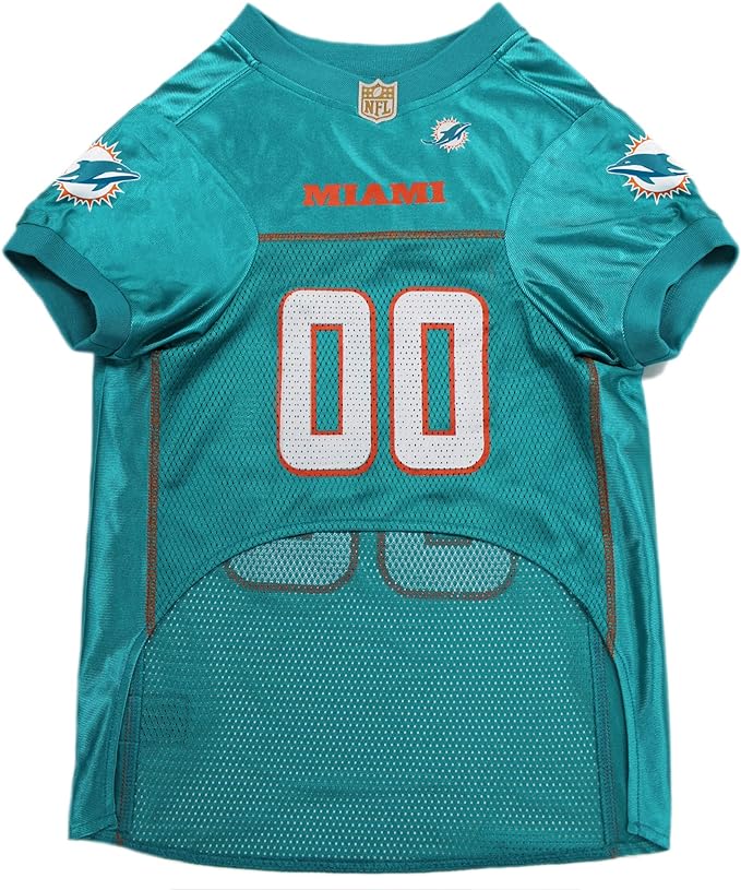 NFL Miami Dolphins Dog Jersey, Size: X-Small. Best Football Jersey Costume for Dogs & Cats. Licensed Jersey Shirt