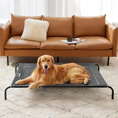 Bedsure XL Elevated Outdoor Dog Bed - Raised Dog Cots Beds for Extra Large Dogs, Portable Indoor & Outdoor Pet Hammock Bed with Skid-Resistant Feet, Frame with Breathable Mesh