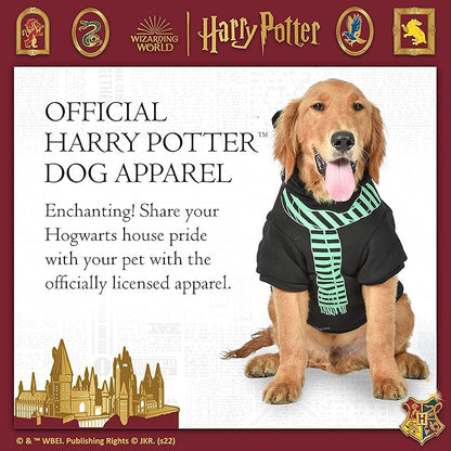 Harry Potter Slytherin Pet Hoodie with Faux Scarf - Medium | Harry Potter Accessories for Dogs | Harry Potter Dog Accessories for Hogwarts Houses, Slytherin Black