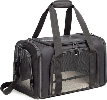 Cat Carrier Dog Carrier Pet Carrier Cat Bags for Small Medium Cats Dogs Puppies of 15 Lbs,of Airline Approved Small Dog Bag Soft Sided,Collapsible Travel Puppy Carrier(Large, Black)