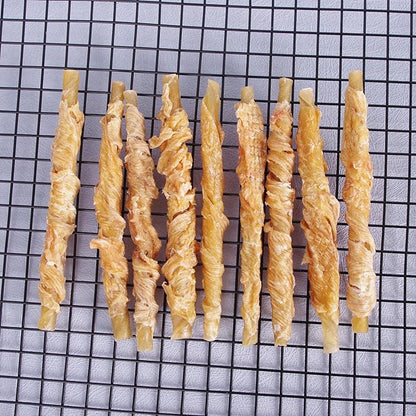 Dog Treats 100% Organic Chicken Hide Twists,Dog Chews Treats, 5 Inch Chicken Wrapped Rawhide Sticks, Promotes Teeth Health, 8 oz