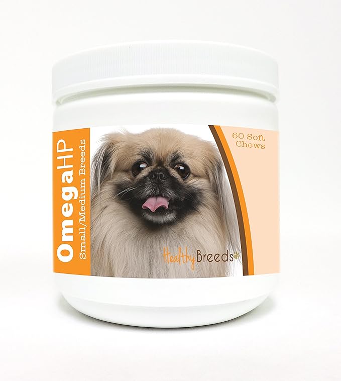 Healthy Breeds Pekingese Omega HP Fatty Acid Skin and Coat Support Soft Chews 60 Count