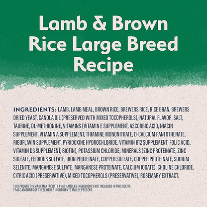 Natural Balance Limited Ingredient Large Breed Adult Dry Dog Food with Healthy Grains, Lamb & Brown Rice Recipe, 12 Pound (Pack of 1)
