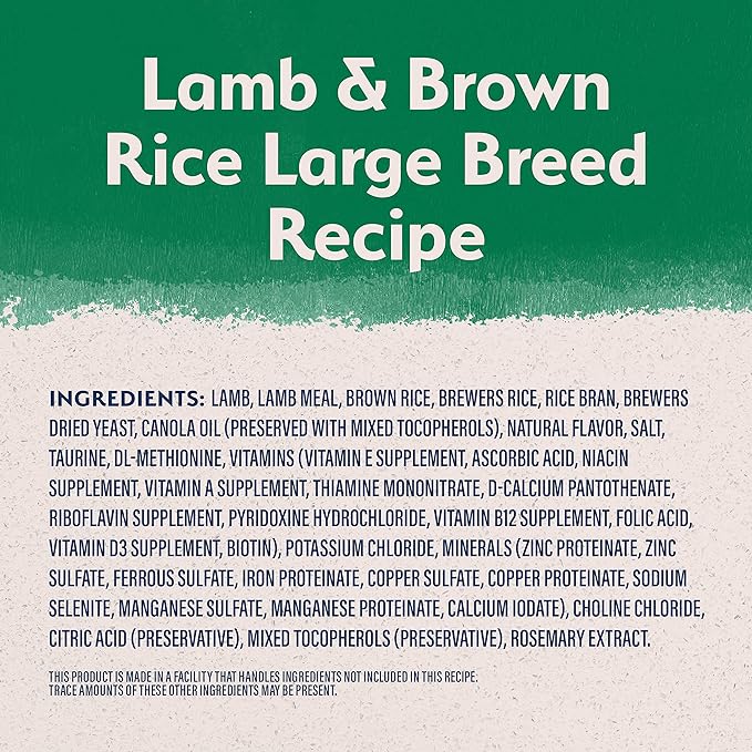Natural Balance Limited Ingredient Large Breed Adult Dry Dog Food with Healthy Grains, Lamb & Brown Rice Recipe, 26 Pound (Pack of 1)