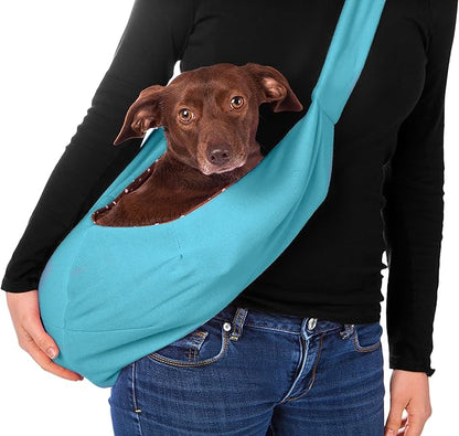 iPrimio Reversible Cat Sling & Dog Carrier Sling - Aqua Blue, Soft Hands Free Pet Carrier, Cat Papoose Carrier Front, Puppy Sling, Cat Carrier, Pet Sling Carrier for Cats & Cat Front Carrier