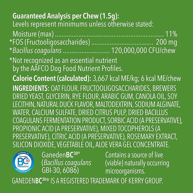 Amazon Brand - Wag Probiotic Supplement Chews for Dogs, Natural Duck Flavor, 90 count