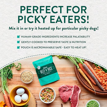 CRAFTED BY HUMANS LOVED BY DOGS Portland Pet Food Company Human-Grade Wet Dog Food Pouch: Fresh Dog Food Mixer and Dog Food Topper Multipack Packets