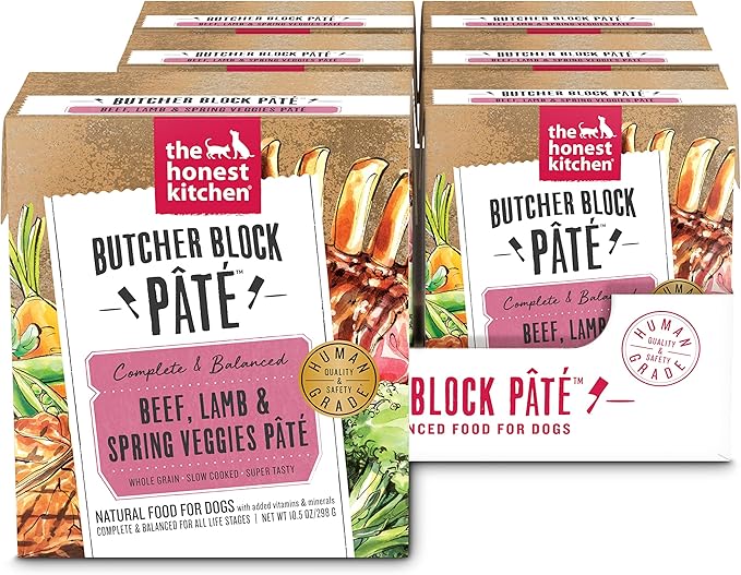 The Honest Kitchen Butcher Block Pâté: Beef, Lamb & Spring Veggies Wet Dog Food, 10.5 oz (Pack of 6)