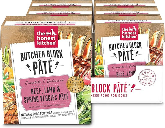 The Honest Kitchen Butcher Block Pâté: Beef, Lamb & Spring Veggies Wet Dog Food, 10.5 oz (Pack of 6)