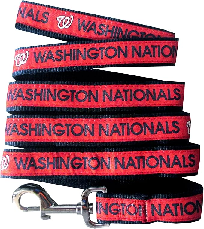 MLB PET Leash, Small, Washington Nationals Dog Leash, Baseball Team Leash for Dogs & Cats. A Shiny & Colorful Dog & Cat Leash with Emboridered Team Name/Logo Licensed by the MLB