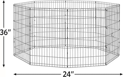 New World Pet Products 36" Foldable Black Metal Dog Exercise Pen No Door