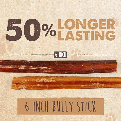 Mighty Paw Naturals Bully Sticks for Small Dogs & Medium Dogs - Grass Fed Beef Dog Chews. Dog Bully Sticks for Large Dogs. Lower Odor Bully Sticks. Single Ingredient (6" - 10 Pack)