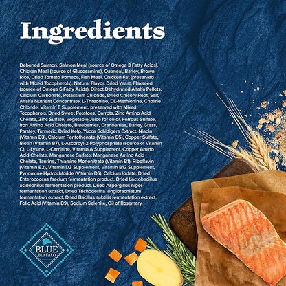 Blue Buffalo Wilderness Adult High-Protein Dry Dog Food, Made in the USA with Natural Ingredients, Salmon with Wholesome Grains, 24-lb. Bag