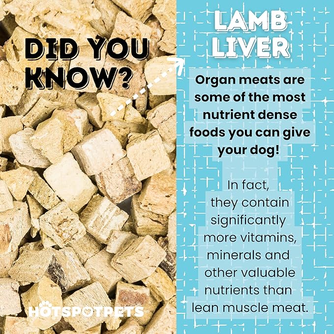 hotspot pets Lamb Liver Treats, 1LB Bag, All Natural Grain-Free Cat & Dog Training Topper Snack, Single Ingredient, Made in USA