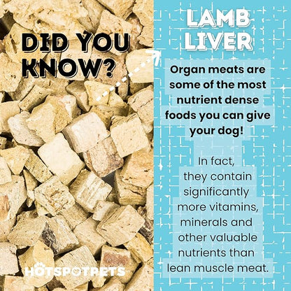 hotspot pets Lamb Liver Treats, 1LB Bag, All Natural Grain-Free Cat & Dog Training Topper Snack, Single Ingredient, Made in USA