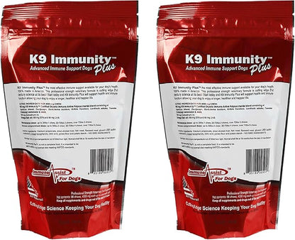 K9 Immunity Plus, Immune Support Supplement for Dogs Over 70 lbs, Organic and Mushroom Enhanced Dog Health Supplies, Pack of 2, 90 Chews