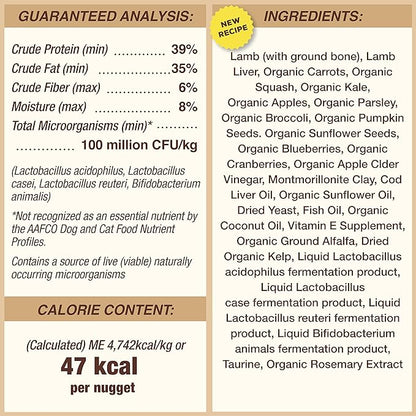 Primal Freeze Dried Dog Food Nuggets, Lamb; Complete & Balanced Meal; Also Use as Topper or Treat; Premium, Healthy, Grain Free, High Protein Raw Dog Food, 5.5 oz