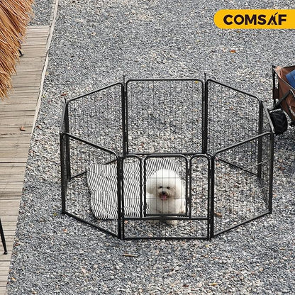ComSaf Dog Playpen Indoor, 24" Height 16 Panels Metal Dog Fence,Playpen for Medium/Small Dogs, Portable Pet Puppy Playpen for Indoor
