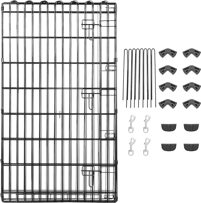Amazon Basics Foldable Octagonal Metal Exercise Pet Play Pen for Dogs, Fence Pen, Single Door, Large, 60 x 60 x 42 Inches, black