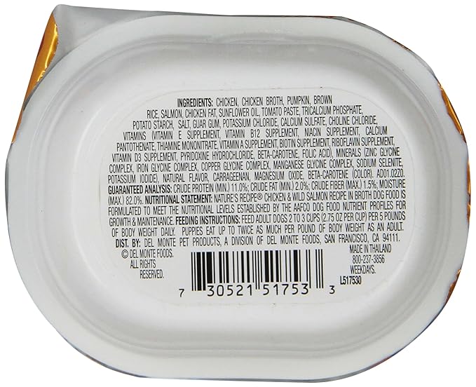 Nature's Recipe Wet Dog Food, Chicken & Wild Salmon Recipe In Broth, 2.75-Ounce Cup (Pack of 24)