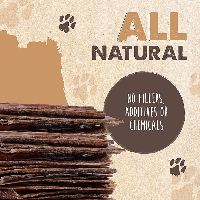 Mighty Paw Naturals Beef Gullet Jerky for Dogs | 100% Natural Dog Jerky Treats for Large Dogs, Medium Pets & Small Breeds. Healthy Beef Jerky Dog Treats. Dog Treats Jerky Strips 14oz