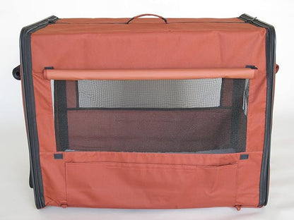 Go Pet Club 25" Soft Collapsible Dog Crate, Portable Pet Carrier, Thick Padded Pet Travel Crate for Indoor & Outdoor, Foldable Kennel Cage with Durable Mesh Windows, Brown