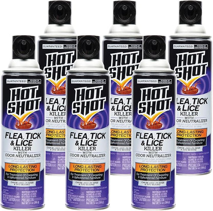 Hot Shot Flea, Tick & Lice Killer with Odor Neutralizer (Aerosol)(Pack of 6)