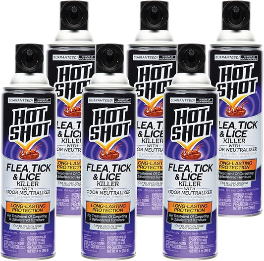 Hot Shot Flea, Tick & Lice Killer with Odor Neutralizer (Aerosol)(Pack of 6)