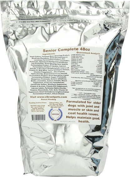 Senior Complete Dog Immune System Supplement | Older Dog Muscle and Joint Supplement with Probiotics & Enzymes for Digestion | Nutrient-Rich Skin & Coat Immune Booster Powder 48oz